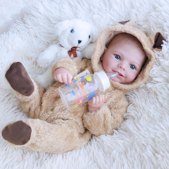 🆕18 Inch Soft Full Silicone Body Lifelike Newborn Smiling Baby Doll Girl - Picture 4 of 9